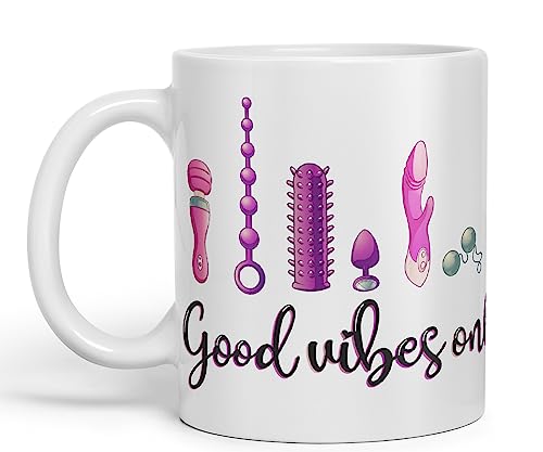 Good Vibes Only Woman Toys Keramik Farbige Tasse Geschenk Tee Kaffee Weihnachten Büro Zuhause sarkastischer Witz (weiß) von Vixar