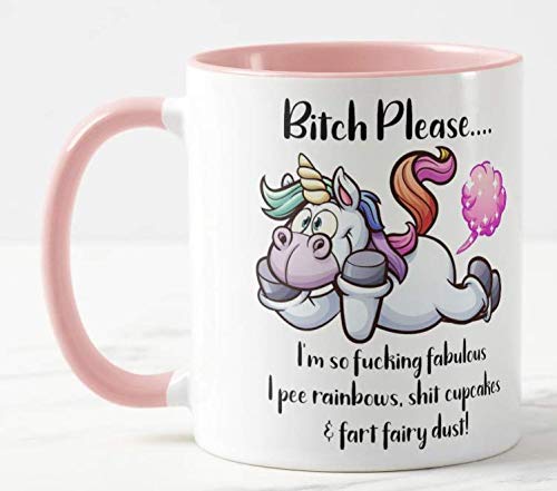 Keramiktasse mit Aufschrift "Bitch Please I'm So Fabulous", Weiß oder Rosa, für Büro, Geburtstag, Weihnachten, Kaffee, Geschenk, Teetasse, Geschenk (rosa) von Vixar