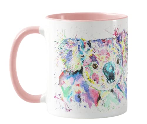 Vixar Koala Aquarell Rainbow Art Wildlife Farbige Tasse Geschenk Geburtstag Arbeit Büro Weihnachten Tee Kaffee (Rosa) von Vixar