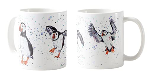 Vixar Papageientaucher Vogel Aquarell Kunst Farbige Tasse Tasse Geschenk Geburtstag Arbeit Büro Weihnachten Tee Kaffee (weiß) von Vixar