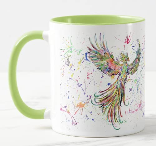 Vixar Phoenix Aquarell Rainbow Art Farbige Tasse Geschenk Geburtstag Arbeit Büro Weihnachten Tee Kaffee (L Grün) von Vixar