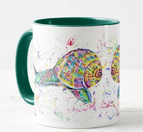 Schnecke Aquarell Kunst Farbige Tasse Tasse Geschenk Geburtstag Arbeit Büro Weihnachten Tee Kaffee (D Grün) von Vixar