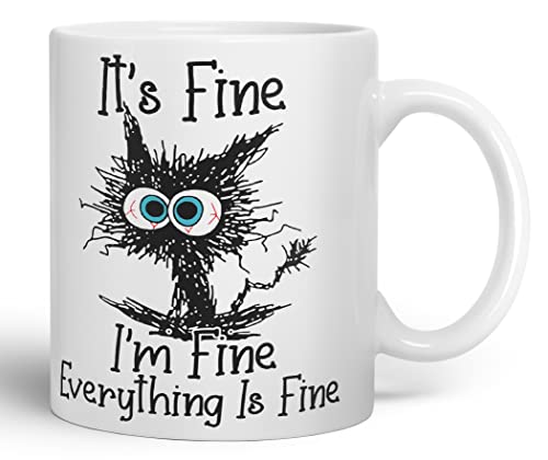 Vixar Tasse mit Aufschrift Its Fine I'm Fine Everything is fine, bunt, Geschenk, Geburtstag, Arbeit, Büro, Weihnachten, Tee, Kaffee (weiß) von Vixar