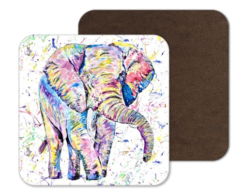 Untersetzer Elefant Erwachsene Wildtiere Untersetzer Aquarell Kunst Geschenk Arbeit Büro Essen Tee Kaffee (1) von Vixar