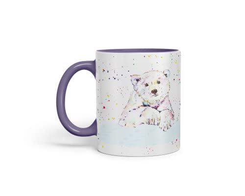 Vixar Eisbär Tiere Aquarellkunst Farbige Tasse Geschenk Geburtstag Arbeit Büro Tee Kaffee (Lila) von Vixar