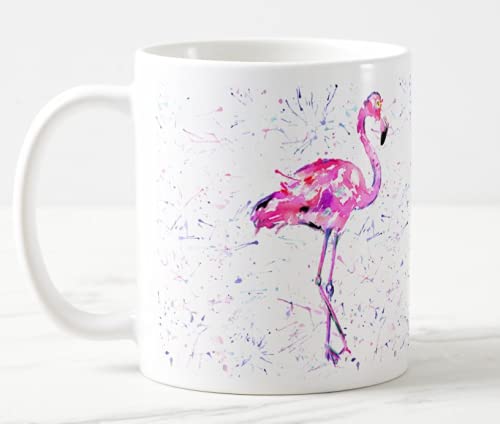 Vixar Flamingo Aquarell Regenbogen Kunst Farbige Tasse Geschenk Geburtstag Arbeit Büro Weihnachten Tee Kaffee (weiß) von Vixar