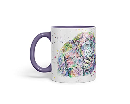 Vixar Gorilla Affe Affe Tiere Aquarell Kunst Farbige Tasse Geschenk Geburtstag Arbeit Büro Tee Kaffee (Lila) von Vixar
