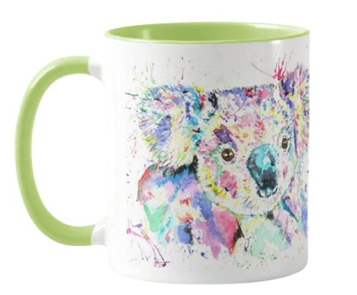 Vixar Koala Aquarell Rainbow Art Wildlife Farbige Tasse Geschenk Geburtstag Arbeit Büro Weihnachten Tee Kaffee (L Grün) von Vixar