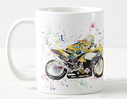 Vixar Motorrad Aquarell Kunst Farbige Tasse Tasse Geschenk Geburtstag Arbeit Büro Weihnachten Tee Kaffee (weiß) von Vixar