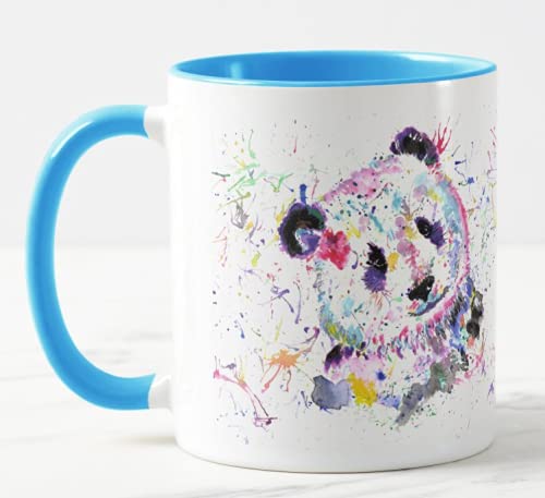 Vixar Panda Aquarell Regenbogen Kunst Farbige Tasse Geschenk Geburtstag Arbeit Büro Weihnachten Tee Kaffee (L Blau) von Vixar