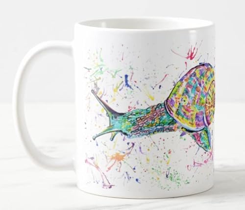 Vixar Schnecke Aquarellkunst Farbige Tasse Geschenk Geburtstag Arbeit Büro Weihnachten Tee Kaffee (weiß) von Vixar