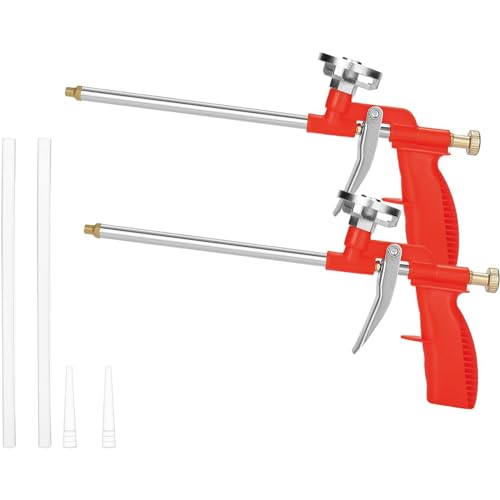 Vixzoid 2 Stück PU Schaumpistole Bauschaumpistole Schaumpistole Bauschaum Set zum Abdichten, Füllen, Abdichten, für den Heim und Bürogebrauch(Rot) von Vixzoid
