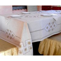 Graue Leinen Tischdecke, Leinentischdecke Mit Servietten, Handbestickte Seidenstickerei Handgewebte Gestickte Tischdecke von VizerunokUA