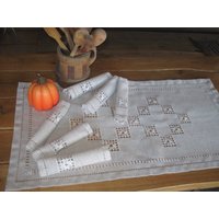 Handgefertigtes Leinen Tischläufer & Servietten Set Hardanger Stickerei von VizerunokUA