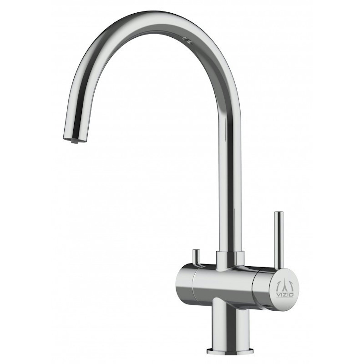 3 Wege Wasserhahn Küchenarmatur, Edelstahl Massiv mit 360° schwenkbarem U-Auslauf, Hochglanz Poliert von Vizio