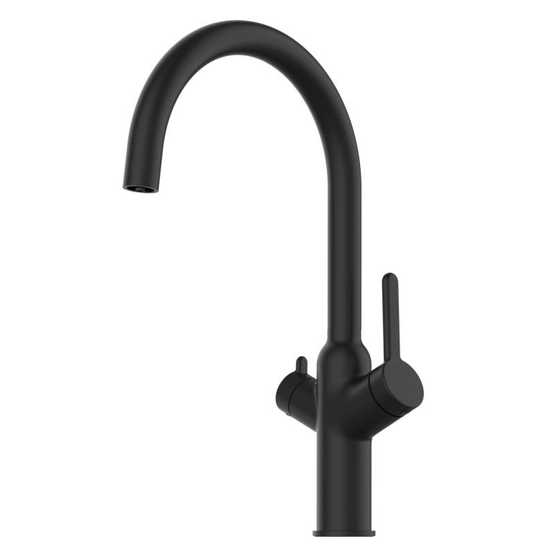 VIZIO 3 Wege Wasserhahn Küchenarmatur BOD mit 360° Schwenkbarem U Auslauf Schwarz Matt von Vizio
