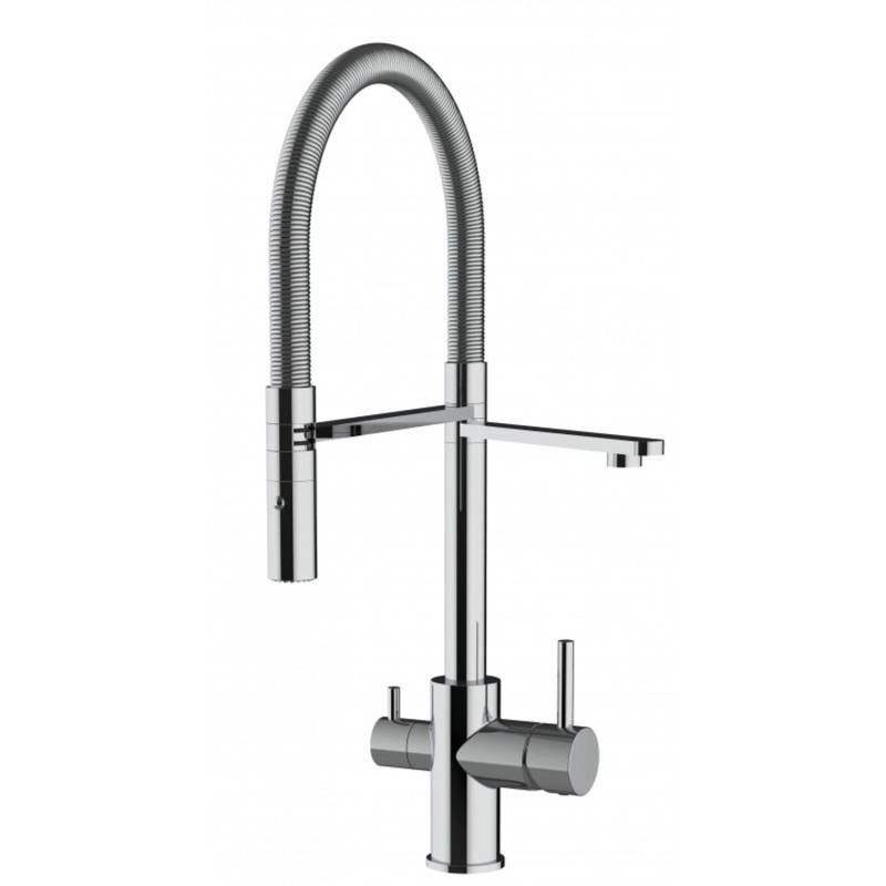 VIZIO 3 Wege Wasserhahn Küchenarmatur FL mit 360° Schwenkbarem Auslauf Abnehmbare 2 Strahl Handbrause Verchromt von Vizio