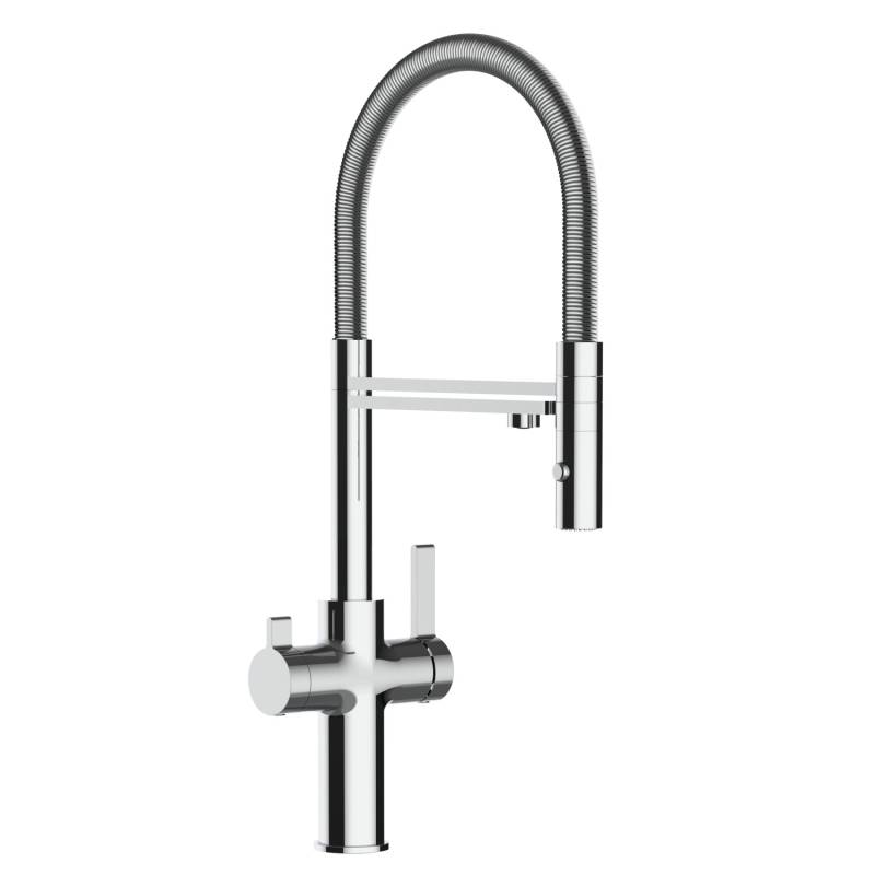 VIZIO 4 Wege Wasserhahn Küchenarmatur FC mit 360° Schwenkbarem Auslauf Abnehmbare 2 Strahl Handbrause Verchromt von Vizio