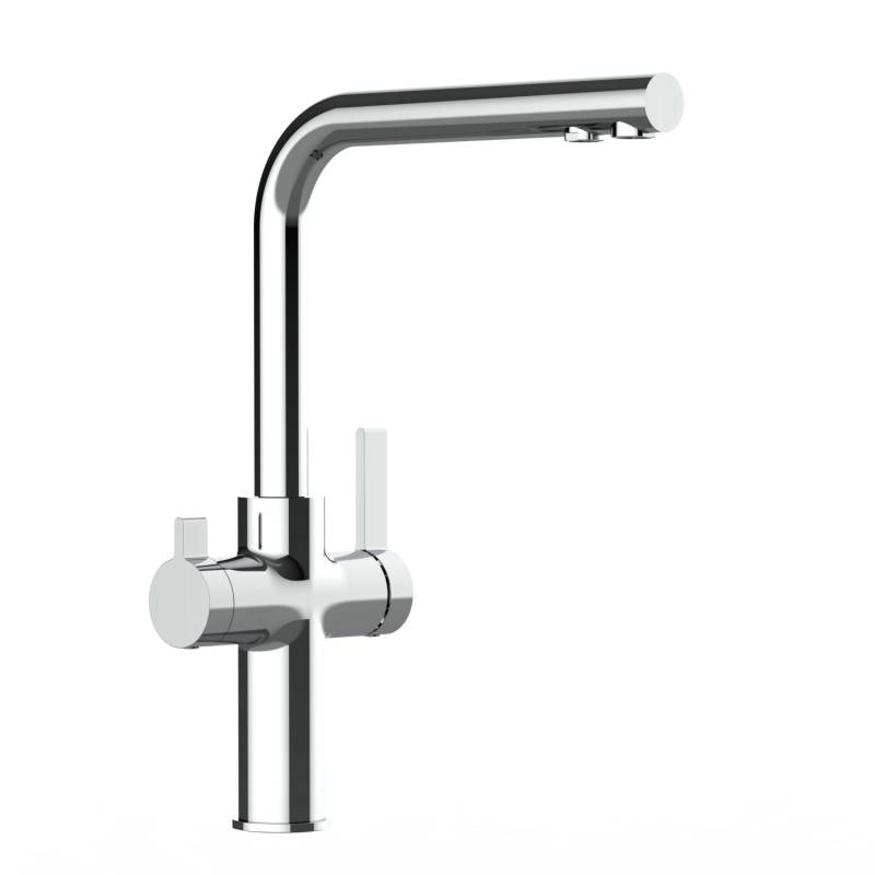 VIZIO 4 Wege Wasserhahn Küchenarmatur FC mit 360° Schwenkbarem L Auslauf Verchromt von Vizio