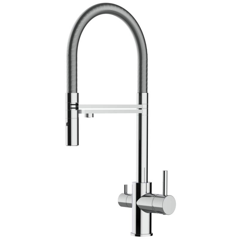 VIZIO NIEDERDRUCK 3 Wege Wasserhahn Küchenarmatur FL mit 360° Schwenkbarem Auslauf Abnehmbare 2 Strahl Handbrause Verchromt von Vizio