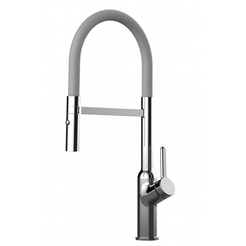 VIZIO Wasserhahn Küchenarmatur BOD mit 360° Schwenkbarem Auslauf Abnehmbare 2 Strahl Handbrause Verchromt   Grau von Vizio