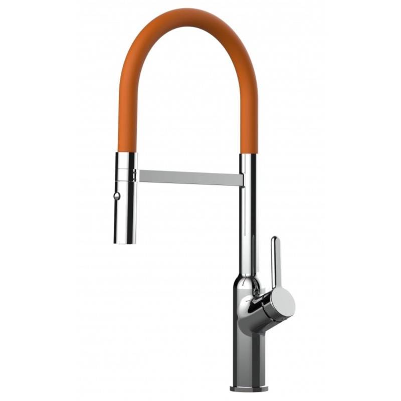 VIZIO Wasserhahn Küchenarmatur BOD mit 360° Schwenkbarem Auslauf Abnehmbare 2 Strahl Handbrause Verchromt   Orange von Vizio