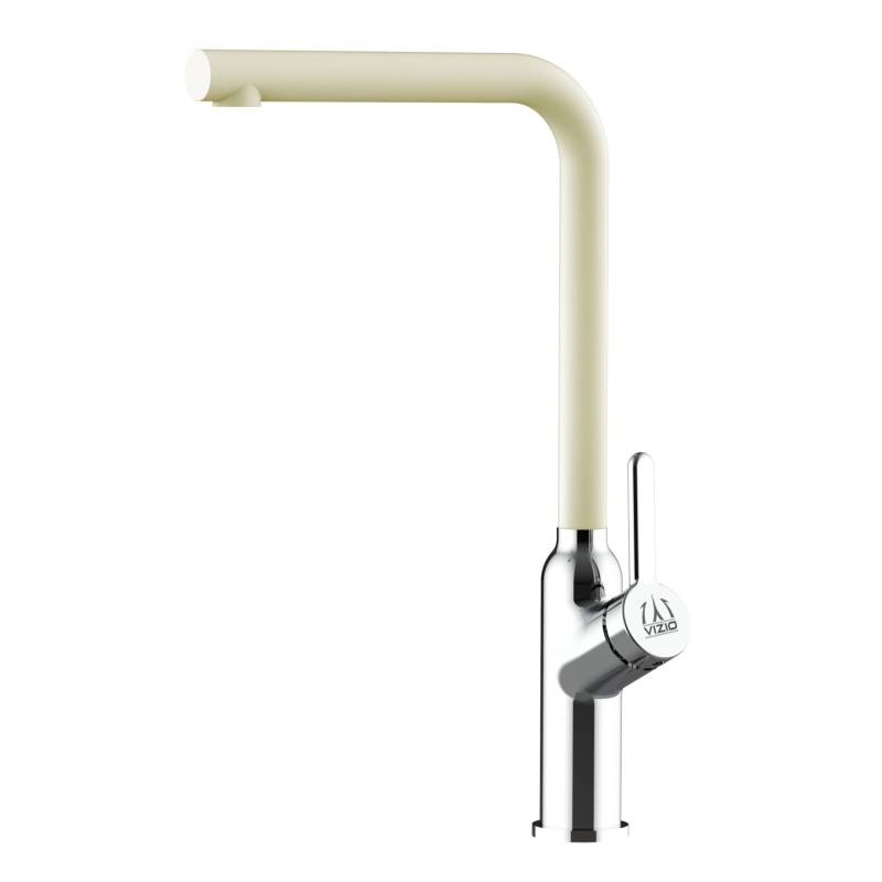 VIZIO Wasserhahn Küchenarmatur BOD mit 360° Schwenkbarem L Auslauf Verchromt   Sand Beige von Vizio