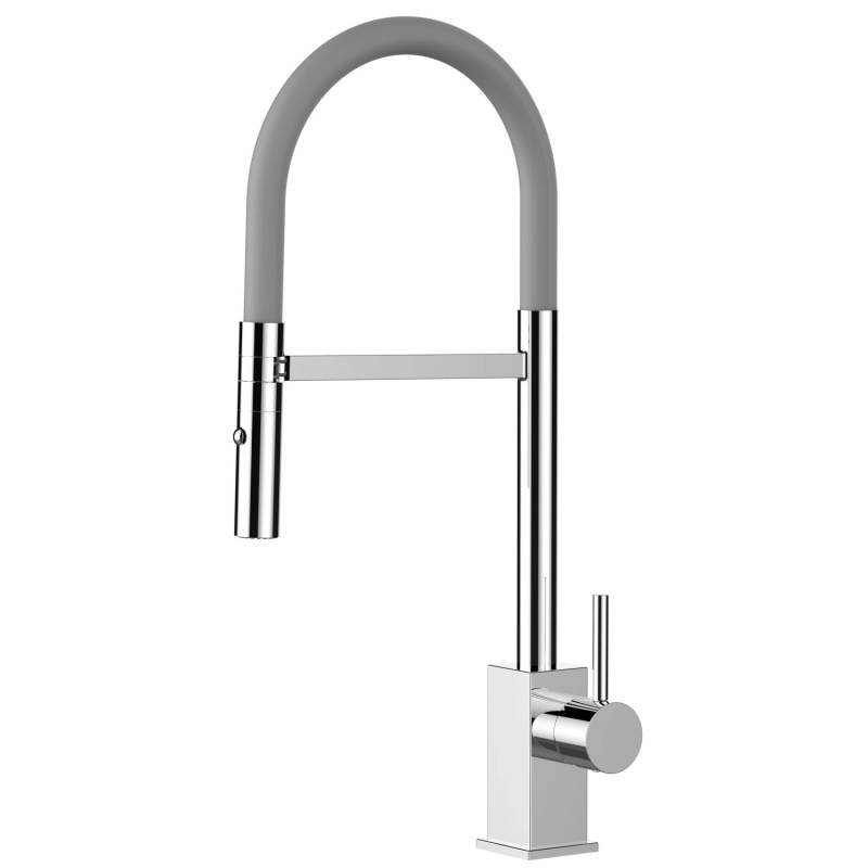 VIZIO Wasserhahn Küchenarmatur QU mit 360° Schwenkbarem Auslauf Abnehmbare 2 Strahl Handbrause Verchromt   Grau von Vizio