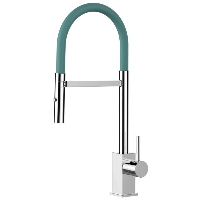 VIZIO Wasserhahn Küchenarmatur QU mit 360° Schwenkbarem Auslauf Abnehmbare 2 Strahl Handbrause Verchromt   Türkis von Vizio