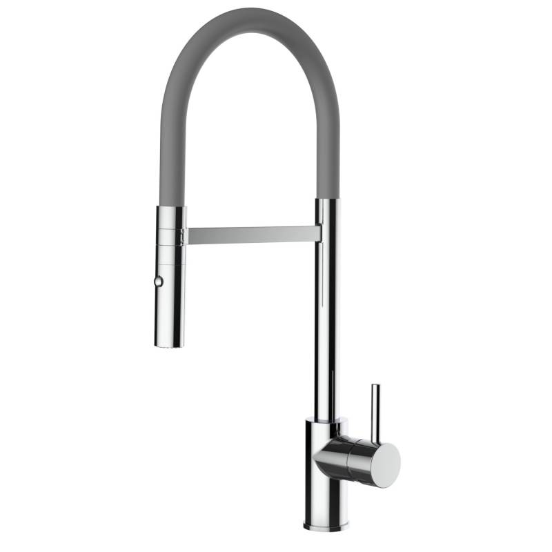 VIZIO Wasserhahn Küchenarmatur SAM mit 360° Schwenkbarem Auslauf Abnehmbare 2 Strahl Handbrause Verchromt   Grau von Vizio