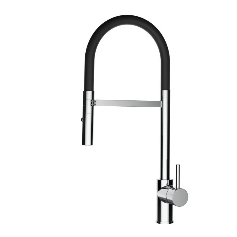 VIZIO Wasserhahn Küchenarmatur SAM mit 360° Schwenkbarem Auslauf Abnehmbare 2 Strahl Handbrause Verchromt   Schwarz von Vizio