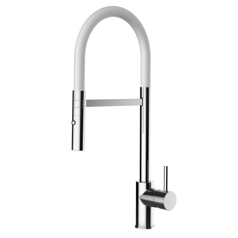 VIZIO Wasserhahn Küchenarmatur SAM mit 360° Schwenkbarem Auslauf Abnehmbare 2 Strahl Handbrause Verchromt   Weiß von Vizio