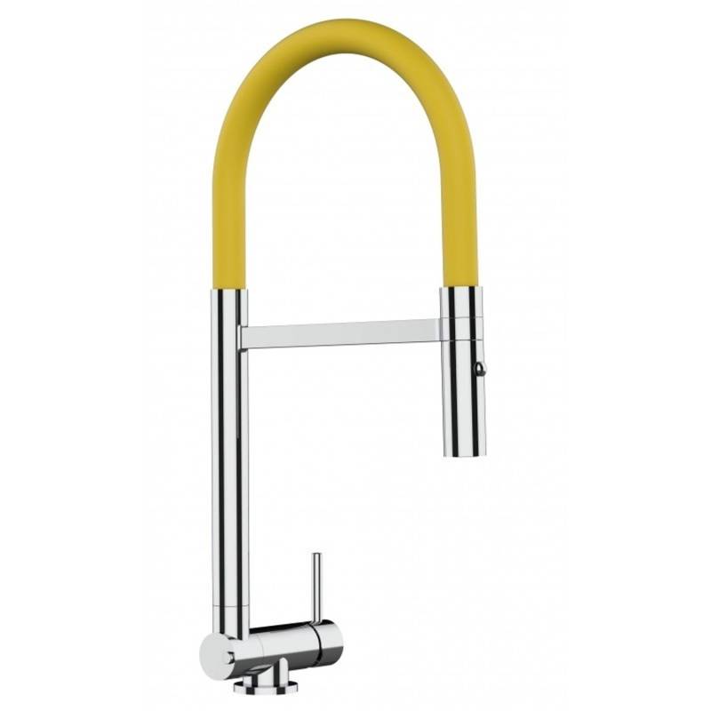 VIZIO Wasserhahn Vorfenster Küchenarmatur Umklappbar 45 CM mit 360° Schwenkbarem Auslauf Abnehmbare 2 Strahl Handbrause Verchromt   Gelb von Vizio