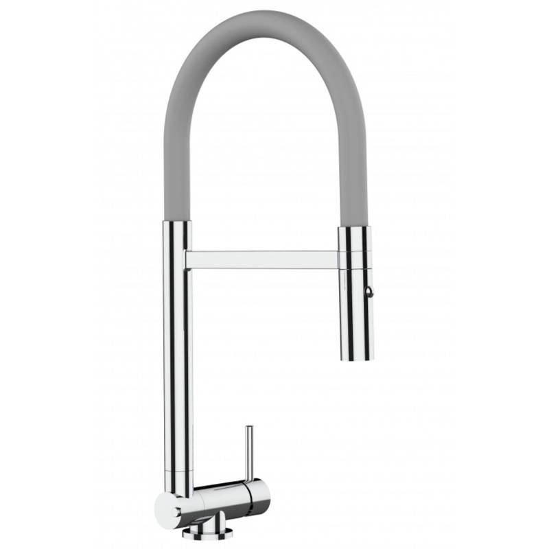 VIZIO Wasserhahn Vorfenster Küchenarmatur Umklappbar 45 CM mit 360° Schwenkbarem Auslauf Abnehmbare 2 Strahl Handbrause Verchromt   Grau von Vizio