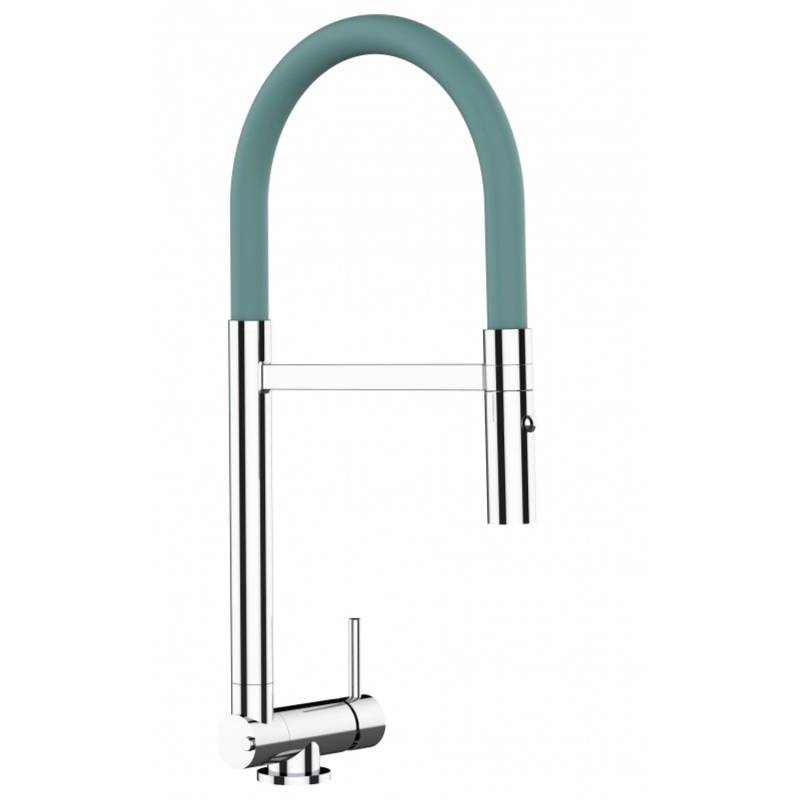 VIZIO Wasserhahn Vorfenster Küchenarmatur Umklappbar 45 CM mit 360° Schwenkbarem Auslauf Abnehmbare 2 Strahl Handbrause Verchromt   Türkis von Vizio