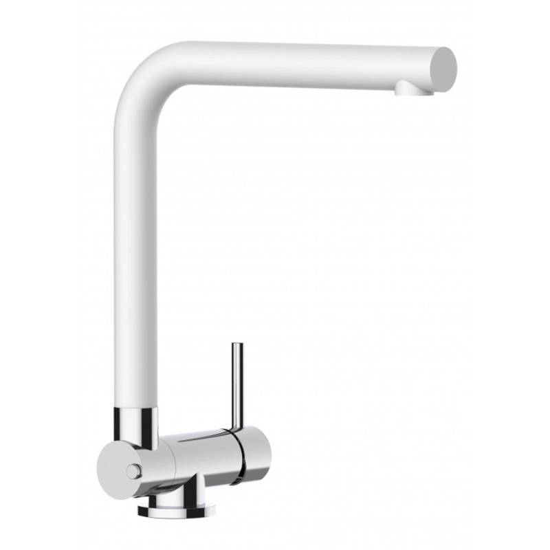 VIZIO Wasserhahn Vorfenster Küchenarmatur Umklappbar 45 CM mit 360° Schwenkbarem L Auslauf Verchromt   Weiß Granit von Vizio