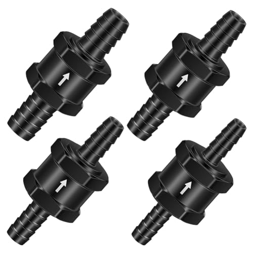 Vjsujehgy 1/4 5/16 3/8 1/2 Kraftstoff-Rückschlag-Inline-Einweg-Rückschlagventil, Geeignet für Benzin (4 Stück Schwarz) von Vjsujehgy