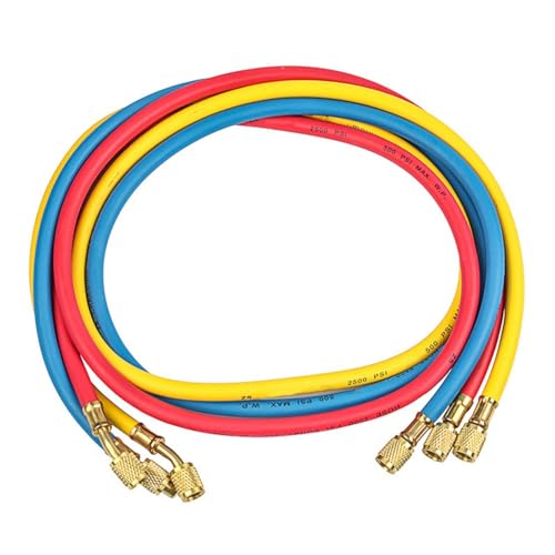 Vjsujehgy 1,5 M AC-Ladeschlauch-Set, Verlustarme Schlauchanschlüsse für R134A, R12, R22, Kältemittel, Klimaanlage, Verteiler-Messgerät, Einfach zu Bedienen. von Vjsujehgy