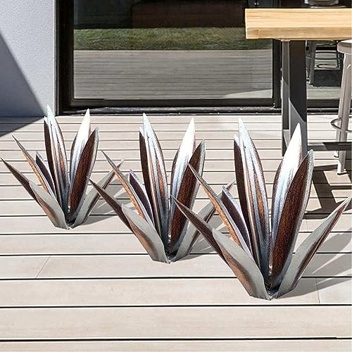 Vjsujehgy 1 Stück DIY Metall-Agave-Pflanze, Rustikale Handbemalte Metall-Agave, Garten, Kunstdekoration, 65 cm von Vjsujehgy