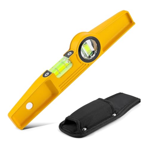 Vjsujehgy 10 Große Magnetische Wasserwaage Aus Aluminiumdruckguss, Professionelle Magnetische Gerüstwasserwaage mit Seltenerdmagnet und Tasche von Vjsujehgy