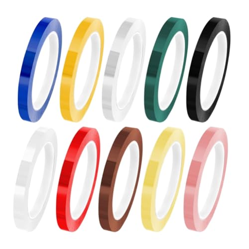 Vjsujehgy 10 Rollen Autoklav-Klebeband, 216 Fuß, Buntes Instrumenten-Identifikationsband, 10 Farben, Instrumentenbänder, 0,315 Breite von Vjsujehgy