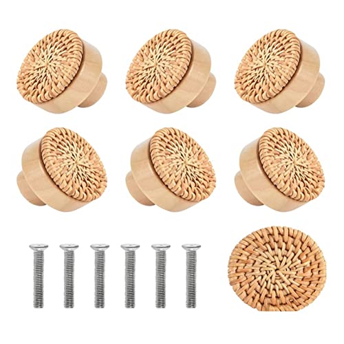 Vjsujehgy 10 STÜCKE Holzgriffe Buche Rattan SchubladenknöPfe MöBelgriff KüChenschrank TüRgriff Kommodengriffe, 30MM von Vjsujehgy