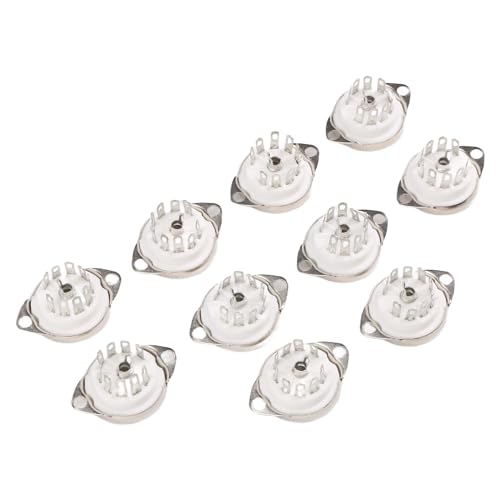 Vjsujehgy 10 StüCk Keramik B9A Versilbert 9Pin Vakuum RöHren Buchse Paneel Chassis für ECC81 ECC82 ECC83 EL84 6922 Vakuum RöHre von Vjsujehgy