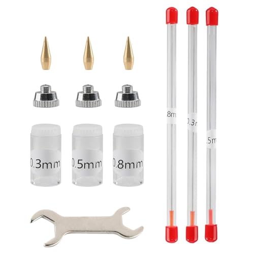Vjsujehgy 10-Teiliges Airbrush-Düsenkappen-Set, Ersatzteile für Airbrush-Nadeln mit Schraubenschlüssel und Airbrush-Reinigungsset von Vjsujehgy