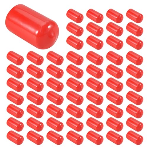 Vjsujehgy 100 StüCke Gummi End Kappen 12 Mm ID PVC Rund Rohr Bolzen Kappe Abdeckung Schraube Gewinde Schutz Rot von Vjsujehgy
