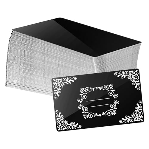 Vjsujehgy 100 Stück Aluminium-Gravurrohlinge für Selbstgemachte Visitenkarten, Glänzend Schwarze Metallbleche zum Lasergravieren von Vjsujehgy