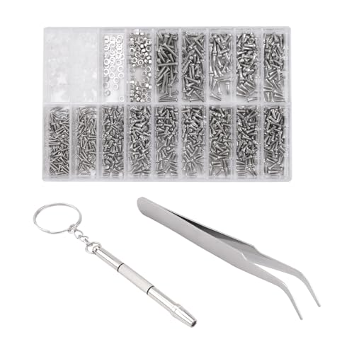 Vjsujehgy 1000 stk Schrauben Muttern Sortiment + 1 + 1 Pc Pc Schraubendreher Pinzette, Reparatursatz Schrauben fuer optische Reparatur Werkzeug Set fuer Uhr / / Sunglass Vjsujehgy 1000 stk Schrauben Muttern Sortiment + 1 + 1 Pc Pc Schraubendreher Pinzette, Reparatursatz Schrauben fuer optische Reparatur Werkzeug Set fuer Uhr / / Sunglass von Vjsujehgy