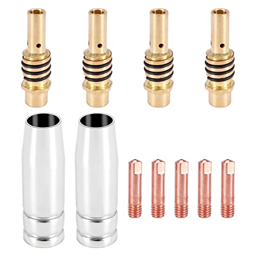 Vjsujehgy 11 Teile/Satz Mig Schweiß Düse Schweißer Düsen Gold Spitzen Halter Tipps 0,040 Gas Diffusor Set Für Taschenlampen von Vjsujehgy
