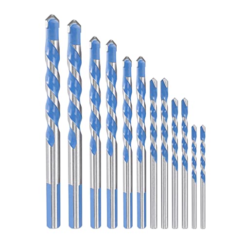 Vjsujehgy 12-Teilige Mauerwerksbohrer Set 3 Mm Bis 12 Mm Hartmetall-Drehspitzen für WAND, ZIEGEL, ZEMENT, BETON, GLAS,) Hartmetall mit Industrieller Festigkeit von Vjsujehgy
