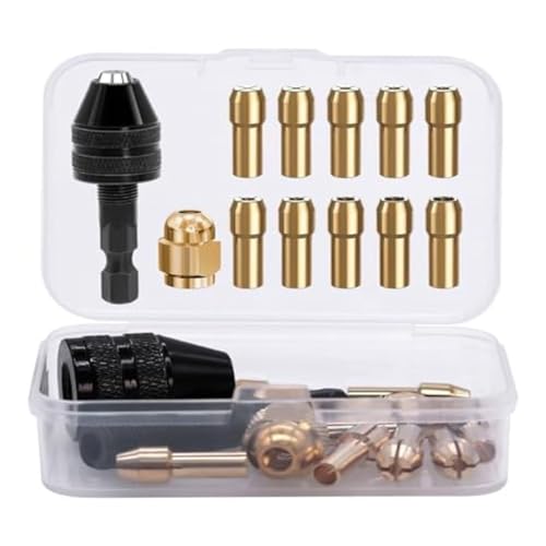Vjsujehgy 12-Teiliges Bohrfutter-Adapter-Set, 4486 Bohrfutter, 4485 Spannzangen, Wechselfutterköpfe Aus Messing, Schnellspannbohrfutter mit Box von Vjsujehgy
